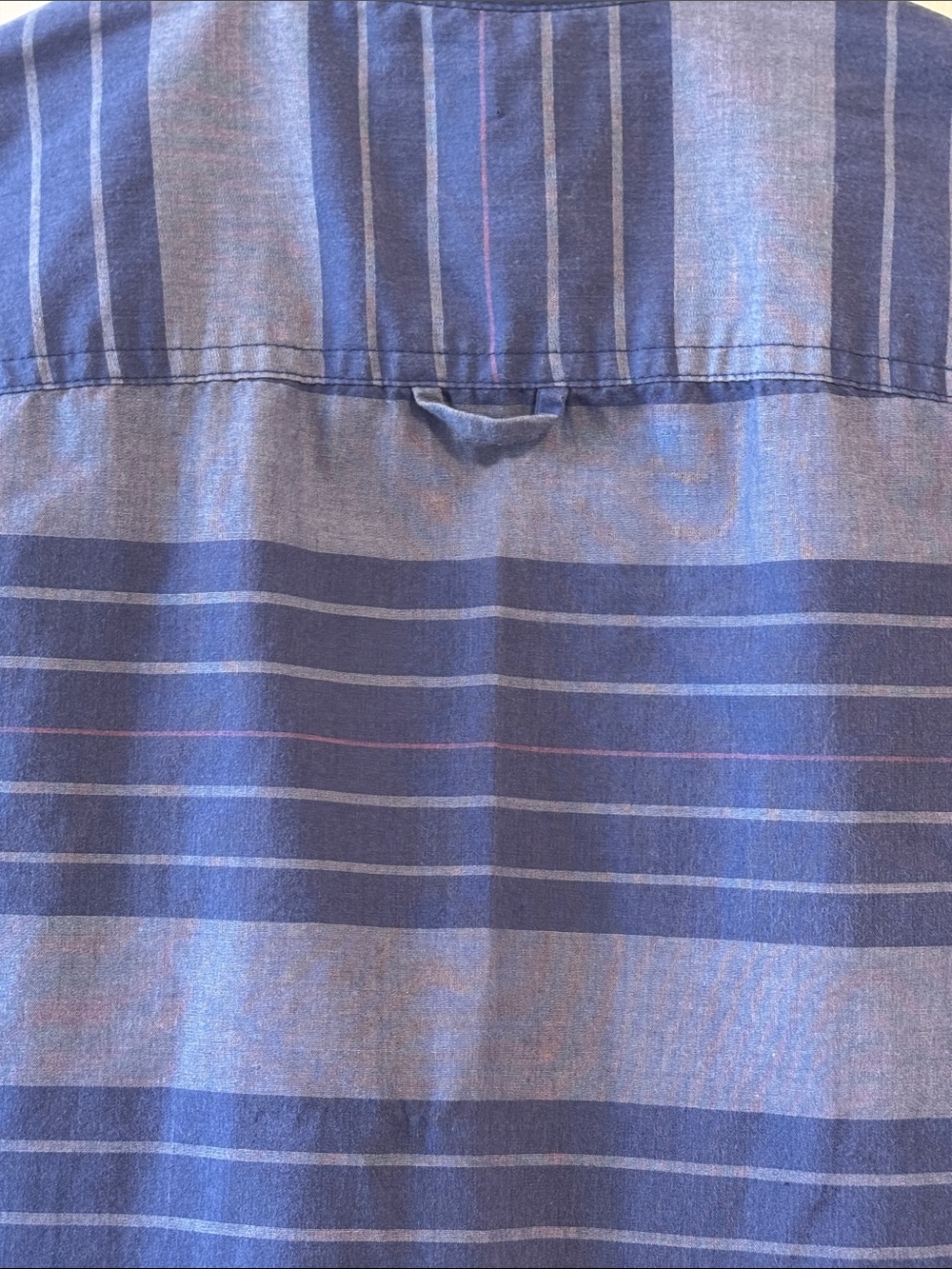 Original Penguin Heritage Slim Fit Blue Striped Short Sleeve Button-Down Shirt - Picture 8 of 9